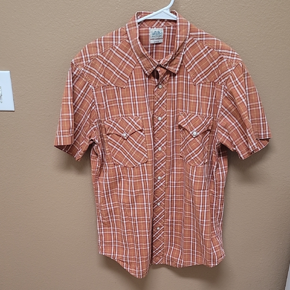 Lucky Brand Orange and White Casual Button Down Shirt 🧡